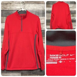 Nike Golf Standard Fit 1/4 Zip Pullover Men’s M Red Pockets Thermafit